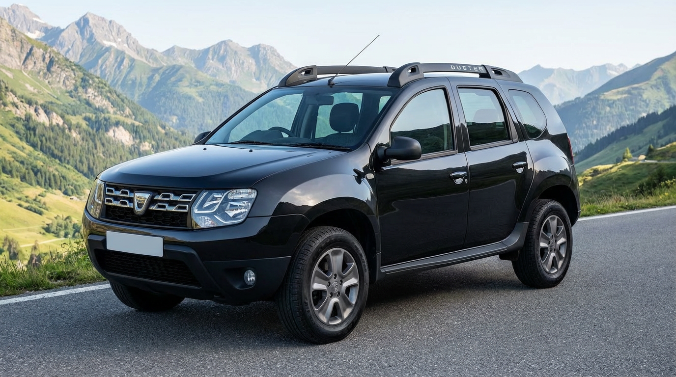 White SUV on scenic mountain road after AI enhancement